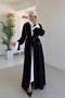 Abaya with Piping Detail and Tie - Black