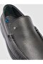 Milan 100% Genuine Leather Black Loafer Shoes with Stitching Detail - 6