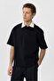 Contrast Collar Interlock Textured Men's T-Shirt - 4