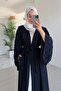Navy Blue Spanish Sleeve Pocket Abaya - 2