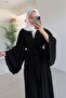 Spanish Sleeve Pocket Abaya - Black - 2