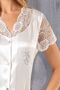Angel's Story 1855 Women's Satin Short Sleeve Pajama Set-White - 2