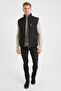 Men's Black Fleece Lined Quilted Vest - 3