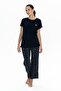 U.S. Polo Assn. 20052 Women's Short Sleeve Crew Neck Pajama Set-Navy Blue