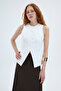 Buttoned V-Cut Sleeveless Vest Ecru - 4