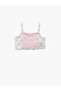 Square Neck Ribbon Detailed Gimped Viscose Crop Blouse - 2