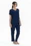 U.S. Polo Assn. 20015 Women's Muslin Fabric Short Sleeve V-Neck Pajamas Set-Navy Blue - 3