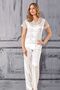 Angel's Story 1855 Women's Satin Short Sleeve Pajama Set-White
