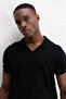 Polo Collar Knitwear Black T-Shirt