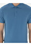 Dark Blue Slim Fit 100% Cotton Buttoned Polo Collar Basic T-Shirt 50306448-Vr032 - 6