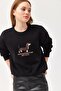 Embroidered Raised Three Thread Sweatshirt Black - 4