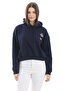 Embroidered Hooded Oversize Sweatshirt Navy Blue