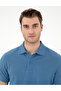 Dark Blue Slim Fit 100% Cotton Buttoned Polo Collar Basic T-Shirt 50306448-Vr032 - 2