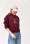 Embroidered Hooded Three Thread Sweatshirt Claret Red - 5