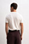 Polo Collar Knitwear White T-Shirt - 5
