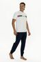 U.S. Polo Assn. 18888 Men's Short Sleeve Crew Neck Elastic Leg Pajama Set-Ecru - 2