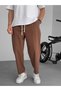 Coffee loose fit linen trousers jj-181