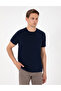 Navy Blue Slim Fit 100% Cotton Crew Neck Basic T-Shirt 50306980-Vr033 - 3