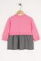 Crew Neck Long Sleeve Lovely Printed Skirt Plaid Dark Pink Color Girl's Dress - 2