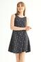 Round Neck Zero Sleeve Rose Metraj - Black Color Girl's Dress - 4