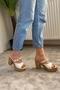 Women's Rina White 10 cm Platform Heeled Cork Sole Slippers & Sandals K-840 - 5
