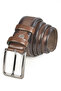 Men's Brown 3.5 cm Faux Leather Classic Belt with Dot Stripe in the Middle 2402607 - 3