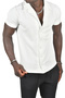 Men's White Embossed Line Patterned Slim Fit Short Sleeve Combed Cotton Shirt 2403221 - 3