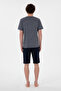 Men's Crew Neck Navy Blue Pajama Set 50309274-Vr033 - 5
