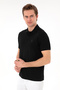 Men's Slim Fit Polo Neck Black Basic T-Shirt 50297984-Vr046