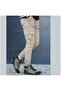 Cream Men's Cargo Pants Jeans with Elastic Legs