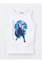 Navy Blue Crew Neck Printed Boys' Tank Top and Swim Shorts - 2