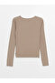 New Season Square Neck Plain Long Sleeve Women's T-Shirt - S4Ge91Z8 - 7