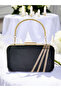 Black Color Satin Rosegold Stone Evening Dress Bag Evening Bag - 2
