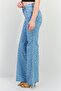 Women Regular Fit Mid Rise Wide Leg No Stretch Jeans, Light Blue - 4