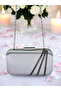 Silver Gray Color Satin Platinum Stone Evening Dress Bag Evening Bag - 4