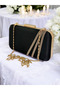 Black Color Satin Rosegold Stone Evening Dress Bag Evening Bag - 6