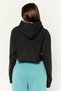 Women Sportswear Fit Long Sleeve Outdoor Cropped Sweatshirt, Black - 4