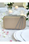Nude Color Satin Silver Stone Evening Dress Bag Evening Bag - 2