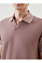 Polo Neck Short Sleeve Men's Textured T-Shirt - 3