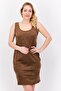 Women Solid Mini Dress, Tan
