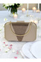 Nude Color Satin Rosegold Stone Evening Dress Bag Evening Bag Engagement Wedding Bag - 7