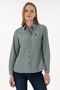 Women's Dark Green Long Sleeve Basic Shirt 50297002 -Vr079
