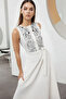 White Belted Embroidered Midi Woven Dress Twoss24El00959 - 2