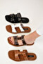 Brown Genuine Leather Women's Slippers 20378