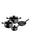 Dark Stone 7pc Cookware Set | Non-Stick | Heat Indicator | Ergonomic Handles | Glass Lids B491S785