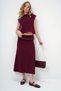 Women's Burgundy Ringed Stand Collar Blouse and Skirt Suit Alc-X13482 - 5