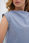Women's Painted Gray Ring Stand Collar Blouse and Skirt Suit Alc-X13482 - 6