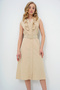 Women's Beige Frilled Front Belt Poplin Woven Dress ALC-X11609