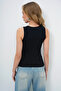 Women's Black Crew Neck Zero Sleeve Blouse Alc-X13669 - 5
