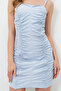Women Blue Adjustable Strap Draped Lined Inside Woven Mini Dress Alc-X13695 - 6
